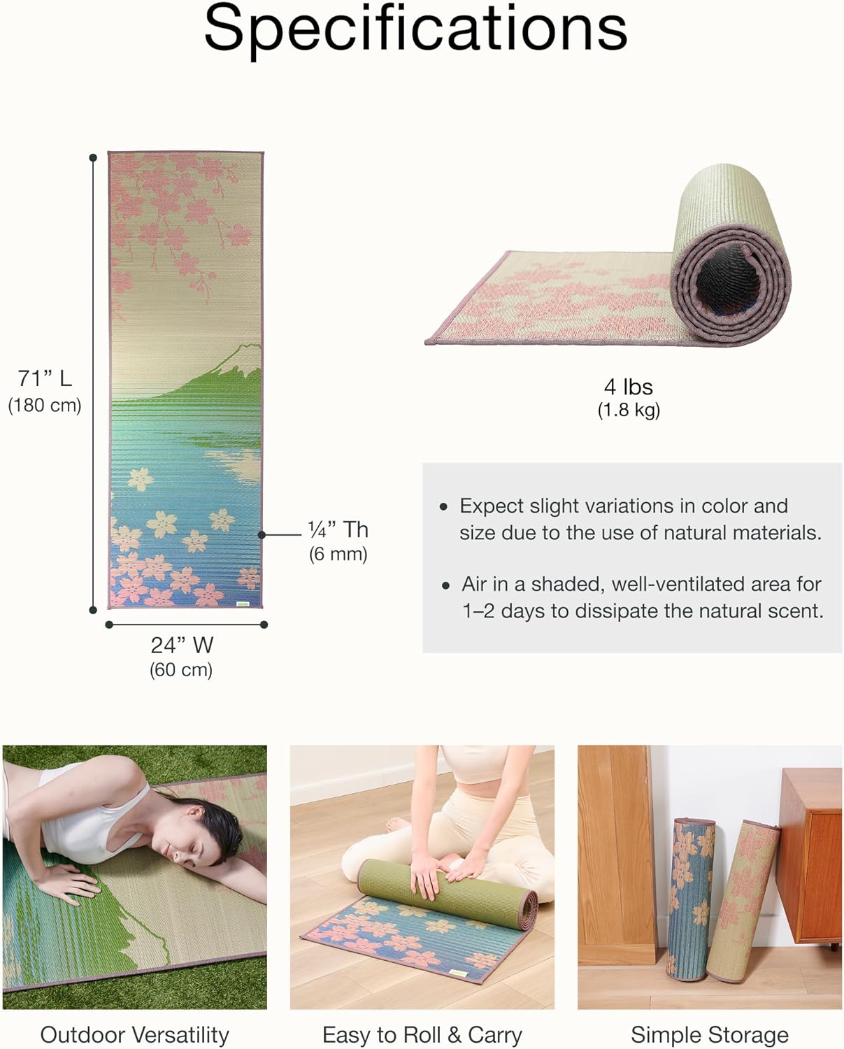 Tatami Yoga Mats - Sakura Fuji Pattern