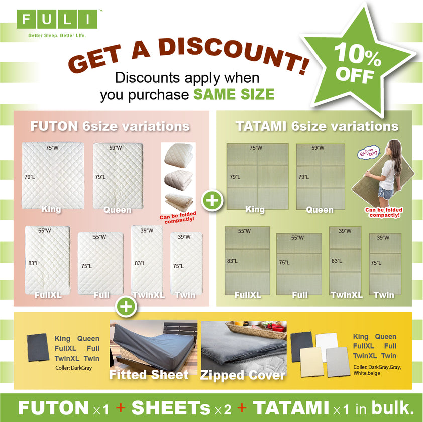 FUTON Mattress (shiki futon) Full XL FULI Japan Official Store